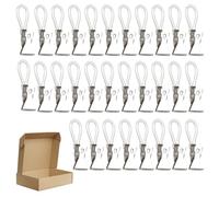 30PCS BMYUK Tea Towel Hanging Clips Bath Towels Clothes Peg Clothes Pegs for Homes Beach Bathroom White