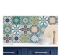 30pcs Bohemian Style Vinyl Tile Decals, 4x4inch Self-Adhesive Peel and Stick Wall Stickers, Glossy Finish, Multi-Surface Installation, Plant Theme, Square Shape for Kitchen Bathroom Staircase Decor