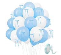 30PCS Bow Balloons Blue White Bow Theme Balloons for Birthday Party Decorations Bowknot Bachelorette Baby Shower Wedding Decor Engagement Bridal Party Supplies
