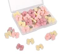 30Pcs Bow Push Pins, Resin Cork Board Pins, Cute Drawing Pins for Notice Board, Decorative Thumb Tacks with Storage Box, Pink Pins for Pinboard Bulletin Boards Wall Map Poster Photo Preppy Stuff