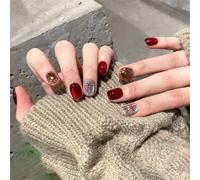 30pcs Bows Cats Eye Nails Set Stylish Press On Nails Acrylc Nails Stick On Nails Suitable For Parties And Celebrations