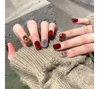 30pcs Bows Cats Eye Press On Nails Acrylic False Nails Manicure Nails Accesories Easy To Apply For Everyday Use