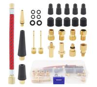30Pcs Brass Bike Pump Valve Adapters with Sealing O-Rings - Multifunctional Tire Inflation Adapters Set for Bicycle, Basketball, Gym Ball & Balloons (Presta/Schrader/Dunlop Compatible)