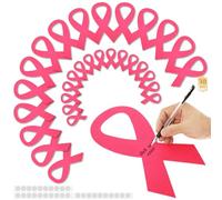 30Pcs Breast Health Awareness Pink Ribbon Set Reusable Large Felt Pink Ribbon Decor with Glue Points for Nonprofit Fundraising Activities Memorials Activity