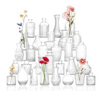 30Pcs Bud Vases Set Small Glass Vase Clear Bud Vase in Bulk Multiple Shape MIni Glass Vases for Rustic Wedding Centerpieces Table Decorations and Home Decor(Clear)