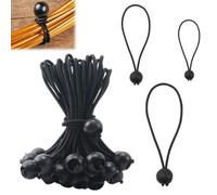 30PCS Bungee Cords with Balls, 10, 15, 30cm Bungee Ties, Flag Bungees | Adjustable Bungee Balls for Tarpaulins, Banner, Tarp, Pavilions, Tents, Bungee Hooks, Holder, Flag Poles, Black