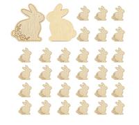 30Pcs Bunny Shape Easter Egg Fillers Wooden Blank Easter Egg Tokens Fillers for DIY Crafts,Easter Decorations,Easter Basket Stuffers Gifts