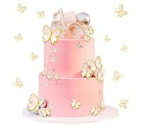 30Pcs Butterfly Cake Decorations, 3D Butterfly Cake Topper Decorations Mixed Size Butterfly Cupcake Toppers for Birthday Wedding Party Cake Wall Party Food Decorations (Light Pink)