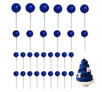 30Pcs Cake Balls Decorations - Royal Blue Foam Ball Cake Toppers | Cake Topper Balls for Birthday Baby Shower Wedding Party - Mini Balloon Cupcake Picks DIY Dessert Decor Supplies