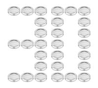30Pcs Canning Jar Lids with Rings, Reliable Sealing Mason Jar Covers Tinplate Metal Tops with Date Line for Pickling, Fermenting & Food Storage (Silver)