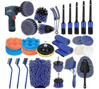 30pcs Car Detailing Brush Set, Car Detailing Brushes Kit, Auto Detailing Drill Brush Set, Car Buffing Sponge Pads Kit,car Cleaning Tools Kit,car Acces