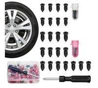30Pcs Car Tyre Repair Kit, Universal Car Tyre Puncture Repair Kit with Screwdriver, Fast Seal Rubber Nails for Quick Emergency Fix, Portable Tyre Plug Repair Kits for Auto Motorcycle (15 S+15 L)