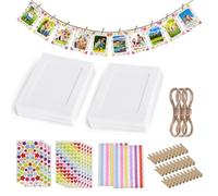 30PCS Cardboard Photo Frames with Clips & String - 4x6 Inch Paper Photo Frame Set with 3 Styles of Decorative Stickers | Hanging Photo Banner/Bunting for Wall, Home, Office, Wedding, Party Decoration