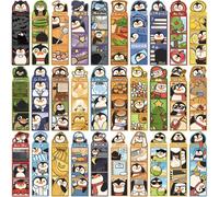 30Pcs Cartoon Penguin Bookmarks, Funny Penguin Scene Theme Bookmark, Reading Lovers School Supplies