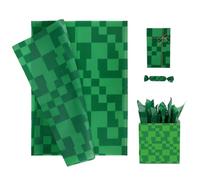 30pcs Cartoon Wrapping Papers, 50x35cm/19.7x13.8 Inch Pixel Party Tissue Paper Green Gift Wrapping Sheets Supply for Birthday Wedding Party Christmas Gaming Baby Shower DIY Decorations Craft