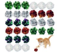 30Pcs Cat Crinkle Toys Cat Ball Toy Balls Interactive Cats Rolling Indoor foil Chase Pet Chasing Creative Fun Hunting Kitten Kittens Toy Resistant for Cats And Kittens to Maintain Healthy Vitality