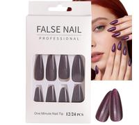 30PCS Cat Eye Press on Nails,Reusable Shiny Press on Nail,Almond Press on Nails Long,Sparkly Stick on Na/il,Soft Gel Stick on Na/il,Finger Decoration,Long-Lasting Glitter Effect,Saving Time(Purple)