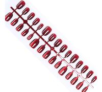 30Pcs Cats Eye Press On Nails Wine Redness Fake Nails Artificial Acrylic Nails Glues On Nails Stick On Nails For Women
