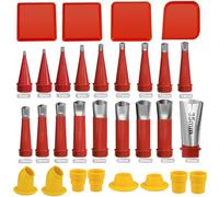 30Pcs Caulking Finisher Kit, Caulking Nozzle Tips Stainless Steel 18 Caulking Nozzle Applicators with 8 Connector Caulking Guns and 4 Grout Scraper for Bathroom Kitchen Doors Windows