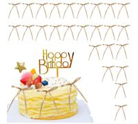 30Pcs Champagne Gold Bows Cake Decorations,MEOAlBkey Gold Cake Decorations for Birthday Wedding CakesAlso as Christmas Bows Gold Bows for Gift Wrapping