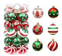 30Pcs Christmas Balls Set, 2.36" Shatterproof Christmas Tree Ornaments for Christmas Tree Red & White Tree Decoration Christmas Baubles