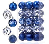 30pcs Christmas Baubles for Christmas Tree Decorations, Shatterproof Xmas Glitter Balls with Hanging Buckle, Christmas Decorations Indoor, Christmas Ornament Set, 60mm Deepblue
