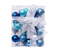 30PCS Christmas Baubles Party Xmas Tree Decorations Hanging Ornament Wooden Garland (Blue, One Size)
