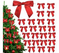 30pcs Christmas Bows for Christmas Tree Decorations, Xmas Ornaments Bows for Wreath, Garland, Gift Wrapping, Crafts, Wedding & Party Home Decor,Xmas Decor (Red)