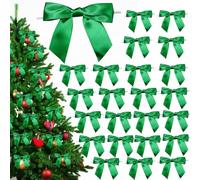 30pcs Christmas Bows for Christmas Tree Decorations, Xmas Ornaments Bows for Wreath, Garland, Gift Wrapping, Crafts, Wedding & Party Home Decor,Xmas Decor (Green)