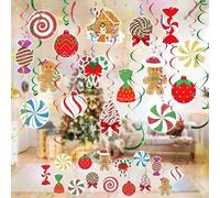 30Pcs Christmas ceiling decorations, Candy Cane Christmas Decorations Swirl Hanging Decorations Xmas Decorations Ceiling Hanging White Christmas Decorations for Christmas Holiday Party Supplies
