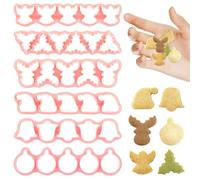 30Pcs Christmas Cookie Cutters Set, Small Silicone Baking Molds for Holiday Cookies, Candy, Fondant, and DIY Treats with 6 Festive Shapes (Christmas Tree Leaves, Santa Hats and More)