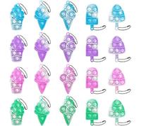 30Pcs Christmas Mini Pop Keychain Fidget Toys Pop It Ice Cream Fidget Toys Relieve Anxiety Stress Hand Office Desk Toys for Kids Adults