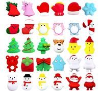30Pcs Christmas Mochi Squishy Toys,Christmas Mini Kawaii Moji,Xmas Squeeze Soft Fidget Toys Include Santa Snowman Xmas Tree for XmasParty Bags Fillers Girls Boys Kids Treats Party Favors Gifts