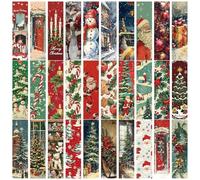 30Pcs Christmas Paper Bookmarks - Festive Artwork Santa Claus Bookmarks with Adorable Quoted Designs and Snowflake Motifs for Bedtime Stories, Christmas Vacation Reading and Family Book Study Breaks