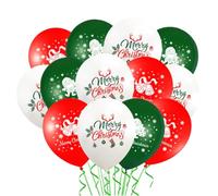 30Pcs Christmas Party Balloon, 12 Inch White, Red, Green Latex Balloons, 3 Merry Xmas Style for Christmas Theme Decoration, New Year, Festival Party Supplies