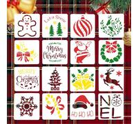 30pcs Christmas Stencils, Reusable Painting Template Multiple Patterns Decoration Stencils Painting on Wood for DIY Crafts Ornaments Wood Slice