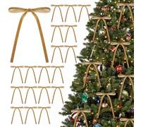 30Pcs Christmas Velvet Bows, Vintage Style Velvet Ribbon Bows for Christmas Tree, Gift Wrapping, Wreaths, Garlands, Wedding, Party, Home Decor,5x7 Inches (Khaki)
