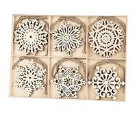 30pcs Christmas Wooden Snowflakes Ornaments, Binswloo Wood Hanging Embellishments for Rustic Christmas Decoration DIY Crafts, with Storage Tray