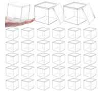 30Pcs Clear Acrylic Box with Lid, Small Plastic Candy Boxes Square Cube Storage Container Mini Jewelry Display Box for Pill Buttons Organizer Artwork Display Gift Packaging (3.3 x 3.3 x 3.3 inch)