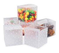 30PCS Clear Favor Boxes, Clear Cube Wedding Party Favour Boxes, 6x6x6cm Small Gift Box for Candy Sweets Chocolate, PVC Transparent Gift Box for Wedding, Baby Shower, Party
