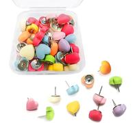 30Pcs Color Heart Push Pins, Decorative Resin Thumb Tacks and Drawing Pins for Notice Board, Aesthetic Cork Pin Board, Cute Wall Pin for Photos Classroom Home Office Bulletin Display