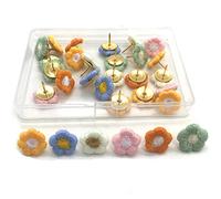 30Pcs Color Push Pin Flower Push Pins Flower Thumb Tacks Map Pin with Storage Box Decorative Push Pins Drawing Pins for Pinboard Bulletin Board