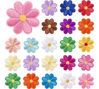 30pcs Colorful Flowers Iron On Patches Daisy Flower Embroidered Sew Applique Repair Patch DIY Crafts for Clothing Jacket Jeans Pants Dress Backpack Hat Decorations