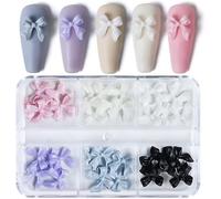 30Pcs Colorful Ribbon Bow Nail Charm 3D Bow Nail Art Resin Nail Korean Manicure Charm Decorations Accessories, Art and Accessories