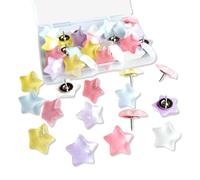30PCS Colorful Star Push Pins - 5 Colors (6 Pcs Each) Thumb Tacks, for Cork Board, Pinboard & Notice Board, Ideal Desk Accessories for Office Decor, Home and School, for Holding Photos Files