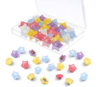 30PCS Colorful Star Thumb Tacks, Resin Glittering Star Pushpins, Cute Decorative Push Pins for Crafts, Corkboards, Photo Walls, Maps, Bulletin Boards, School, Office, and Home Decorations