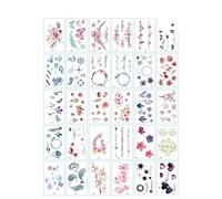 30Pcs Colorful Temporary Tattoo Stickers, Waterproof Butterfly Rose Flower(Set-123)
