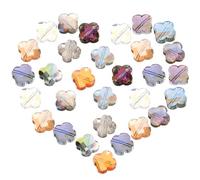 30pcs Colourful Four-Leaf Charm Glass Beads for Bracelet Making DIY