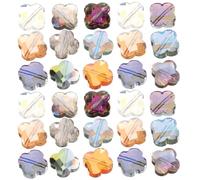 30pcs Colourful Four-Leaf Glass Spacer Beads for Bracelets Making