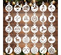 30pcs Cookie Stencils, Merry Christmas Snowflake Santa Baking Templates Xmas Reusable Cake Stencils Mold for Cookie Holiday Painting Cupcake Coffee Fondant Dessert Craft Decoration (B)
